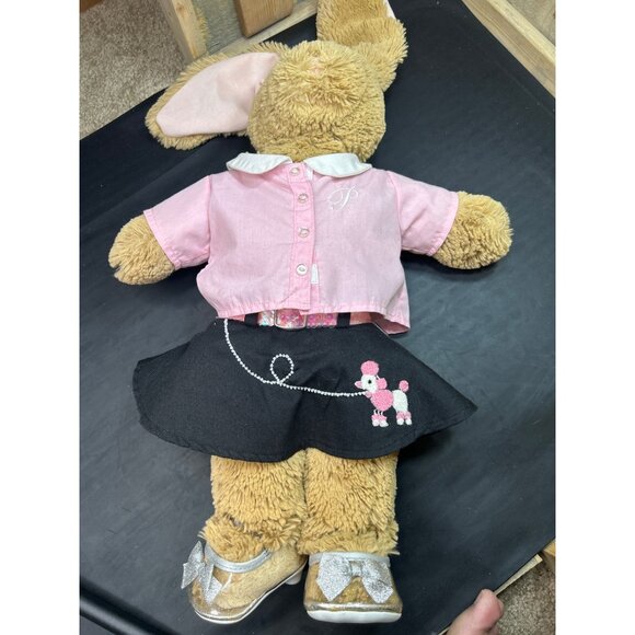 BUILD-A-BEAR WORKSHOP PLUSH BUNNY RABBIT IN PINK SHIRT & POODLE SKIRT WITH SILVE - Picture 8 of 9